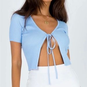 Princess Polly Blue Tie Front Top